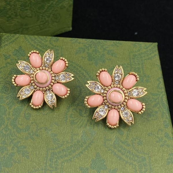 2022 new pink crystal earrings for women, 925 silver designer jewelry gift