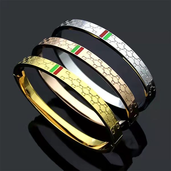 2022 stylish luxury Double G clasp bangle for couples, classic stainless steel designer jewelry for men and women