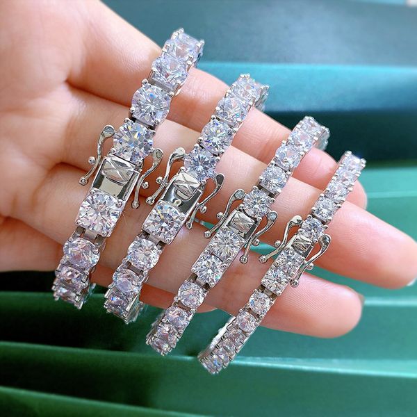 2024 Moissanite Tennis Bracelet in 925 Silver or 18k White Gold, Durable Unfading Jewelry for Women and Men