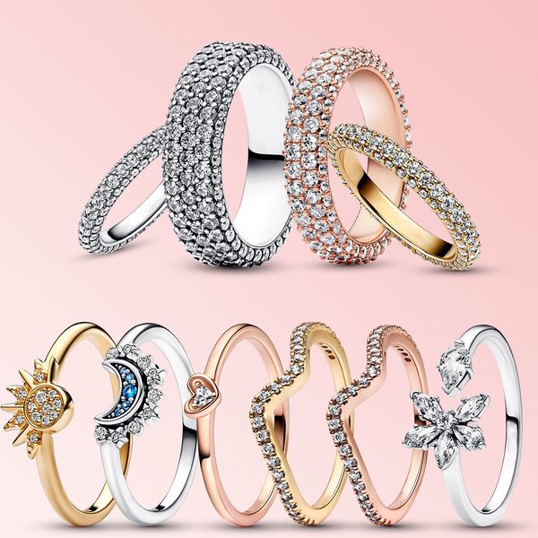 2024 New 925 Sterling Silver Eternal Single Row Ring Shining Women Marry Lover Fashion Jewelry Ring Free Shipping