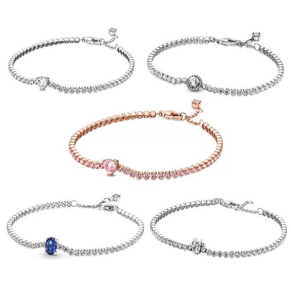 2024 New Ladies Fashion 925 Sterling Silver Bracelet Sparkling Tennis Rose Gold Heart Shape Adjustable Bracelet for Beads DIY Wom

Rewritten:
2024 trendy women's 925 silver bracelet featuring spark...