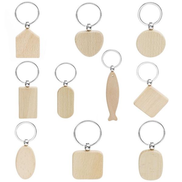 20pcs blank wooden key tags for DIY customization, promotional gifts and accessories