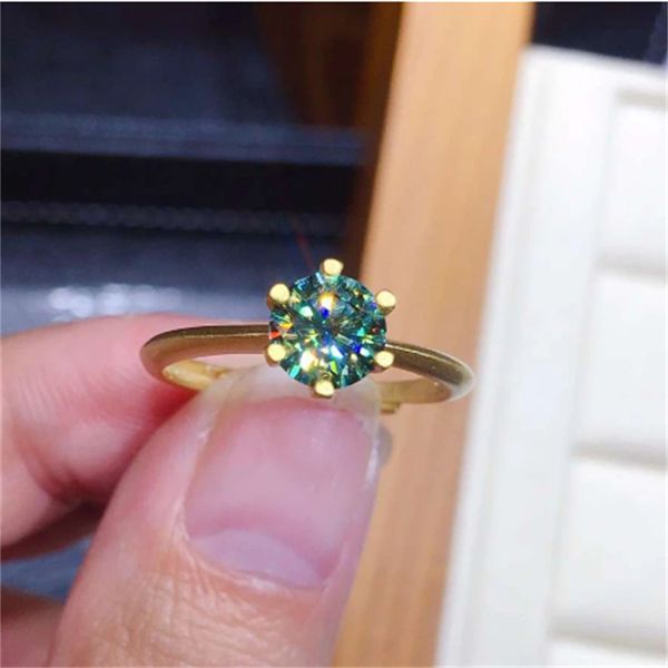24K gold solitaire ring featuring a 1ct lab-created moissanite, perfect for women's engagement, weddings, or bridal party jewelry gifts