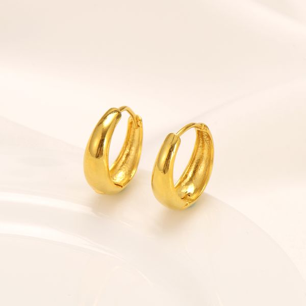 24kt yellow gold GF hoop earrings for women, medium size, simple and elegant for daily wear, sold as a single pair