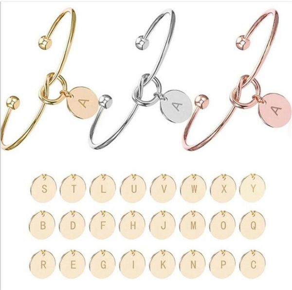 26 A-Z Letter Knot Heart Open Bangle Girl Fashion Jewelry Alloy Pendant Bracelets Wristband Cuff Bracelet for Women gift Bridesmaid gifts

Women's fashion jewelry featuring A-Z letter knot heart op...