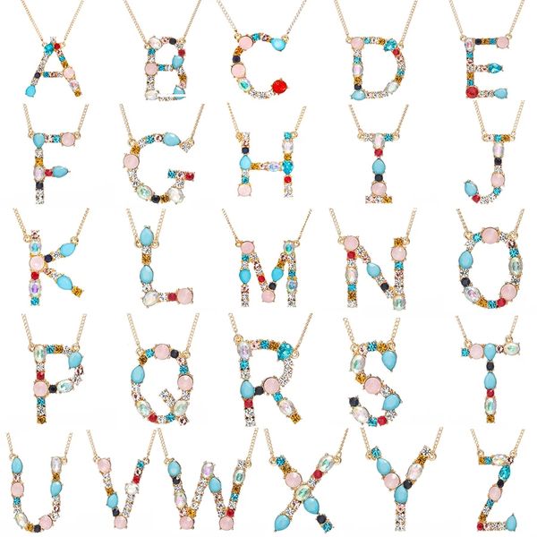 26 elegant gold-plated pendant necklaces featuring crystal letters from A to Z, perfect as stylish jewelry gifts for women
