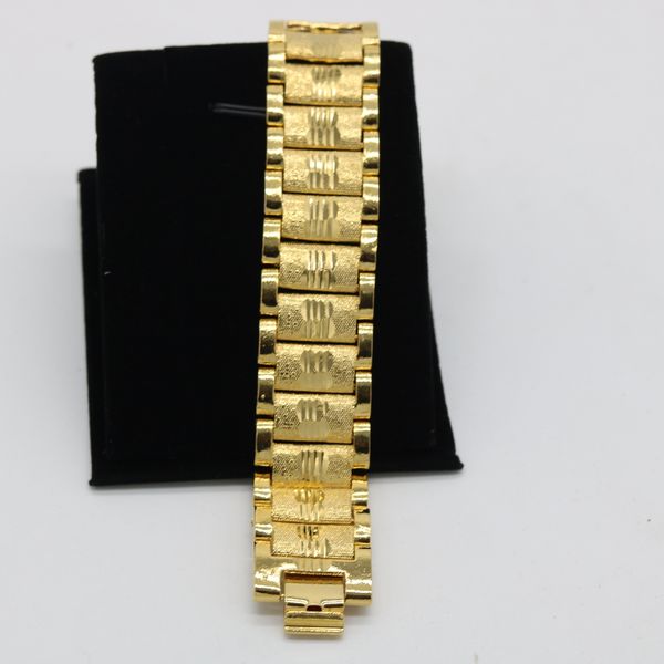 2cm wider hip hop men's bracelet in classic 18k yellow gold filled design, a stylish fashion accessory for men
