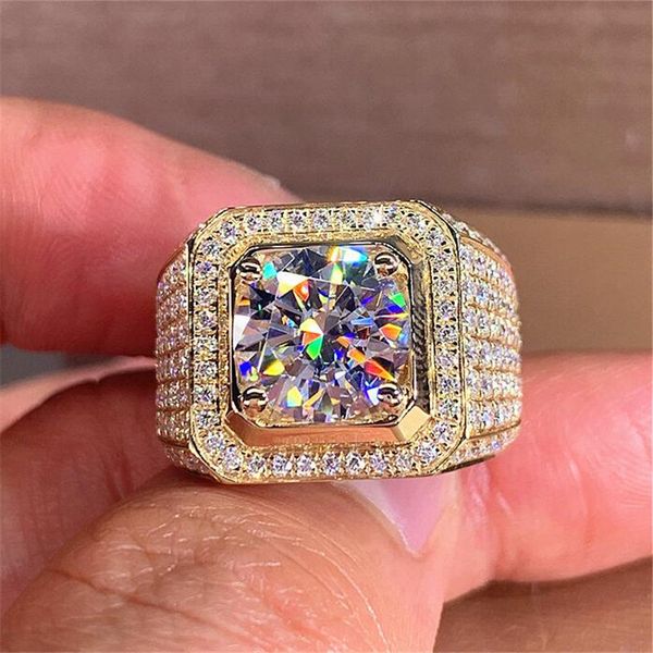 2CT Choucong Unique Luxury Jewelry Wedding Rings Real 925 Sterling Silver Round Cut Moissanite CZ Diamond Gemstones Male Eternity Men Engage