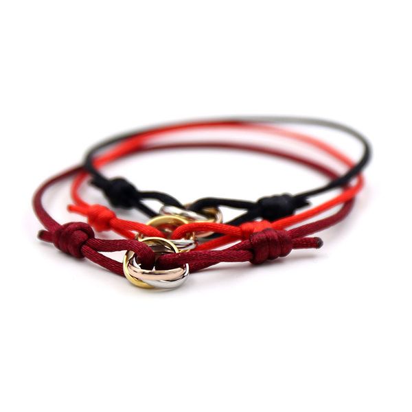 316L stainless steel trinity ring bracelet set with interlocking hand straps for unisex fashion jewelry