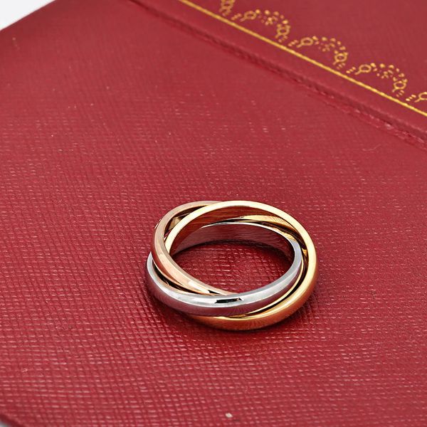 316L Titanium Steel Triple Rings for Women and Men in Gold, Silver, and Rose Gold