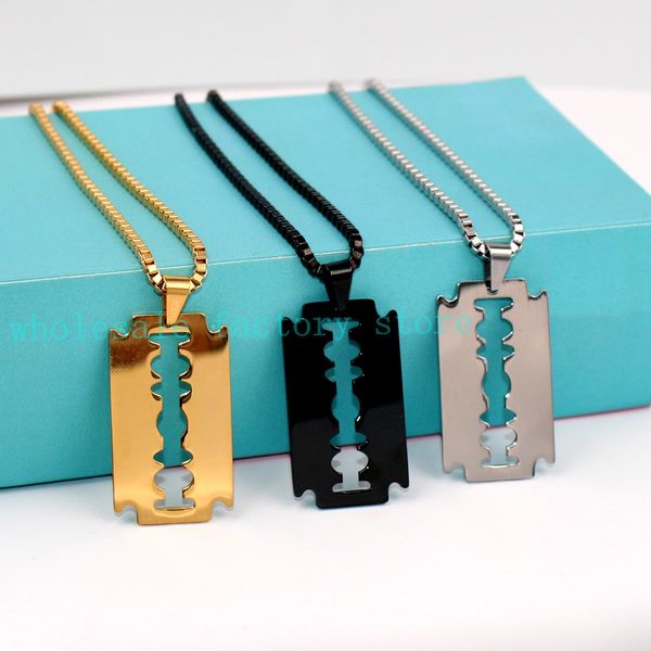3-color stainless steel pendant necklace with 24" box chain for men