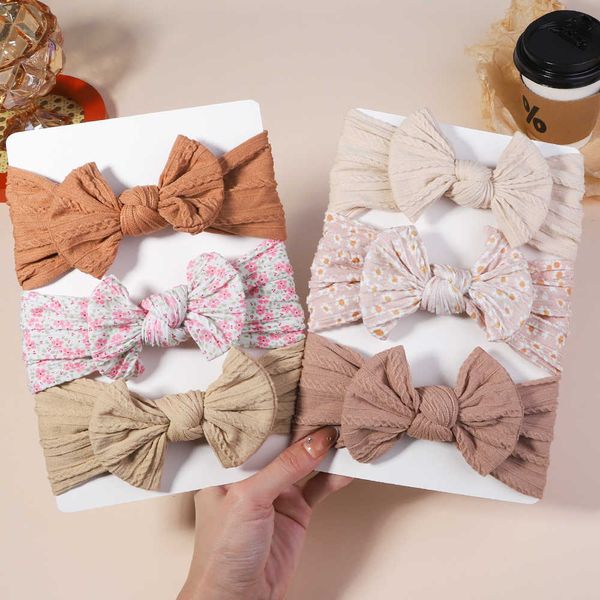 3-pack cable knit baby headbands for girls, stretchy newborn turbans and kids hair accessories