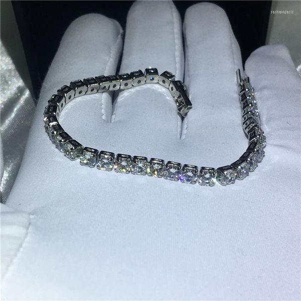 4mm moissanite tennis bracelet for men and women, elegant simulated diamond chain in 925 sterling silver, perfect for parties and wholesale fine jewelry