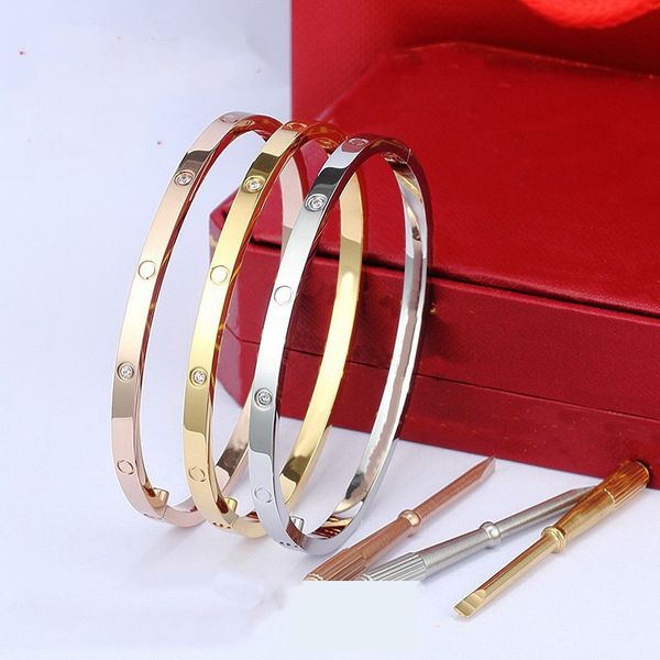 4mm slim titanium steel unisex bracelet in silver and rose gold, featuring a couple's design with original packaging