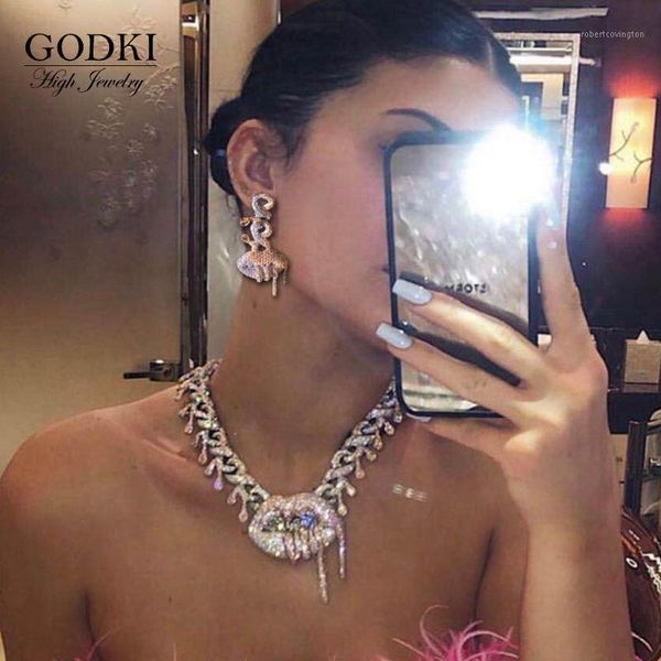 4PCS Iced Out Bling Hip Hop Jewelry Set for Women: Trendy Tennis Chain with CZ Miami Cuban Link and Sexy Lips Charm Choker Necklace