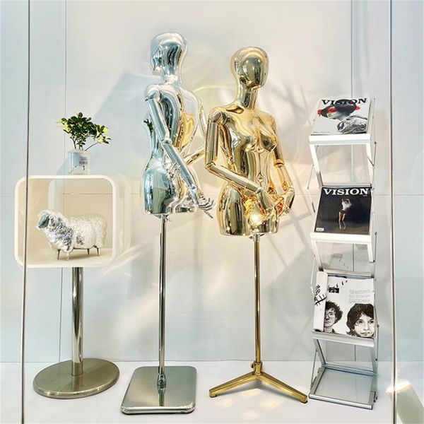 4style Full Body Electroplated Female Hand Jewelry Display Mannequin for Women's Clothing Stores - Sitting Pose Model E016