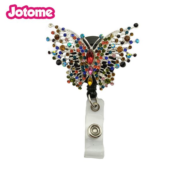 50-piece hospital staff multi-hued crystal nurse butterfly retractable ID badge reel