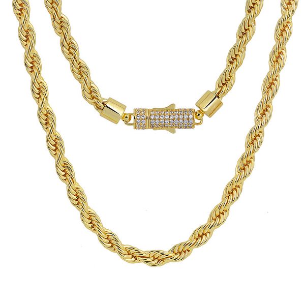 6-18mm 14K gold-plated stainless steel twisted rope necklace for men and women, a stylish jewelry gift