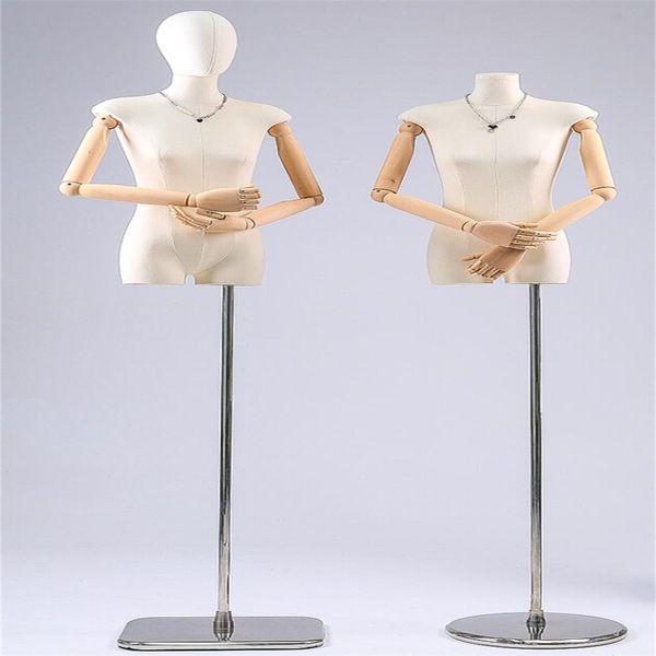 7-style female mannequin for displaying wedding dresses and jewelry on kraft paper with adjustable flat-chest frame