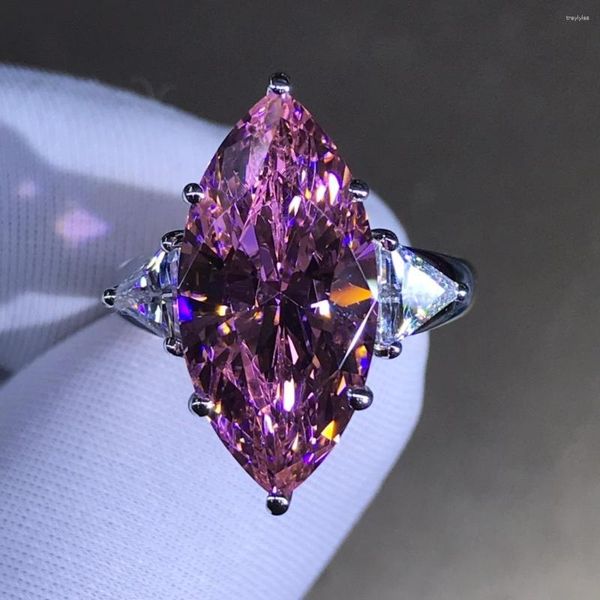 8-carat marquise-cut 3EX VVS pink moissanite engagement ring in sizes 5-9 for weddings and parties