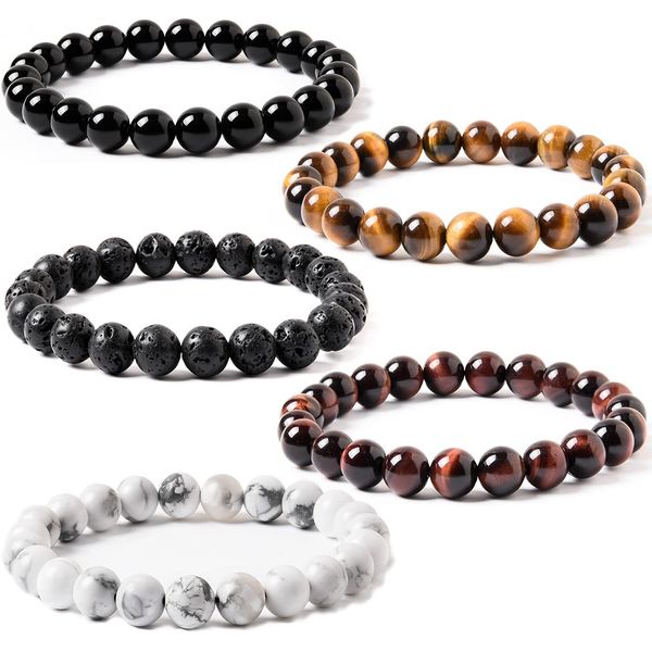 8mm Black Lava stone howlite Tiger Eye Bead Strands braclets Essential Oil Diffuser Bracelet For Women men Jewelry