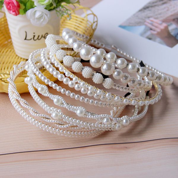 9 stylish fashion pearl headbands for women and girls, featuring elegant mesh hair hoops with a simple princess-inspired design