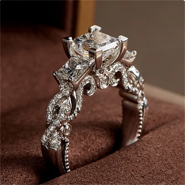 91% off Vecalon vintage women's wedding band with CZ diamonds in 925 sterling silver