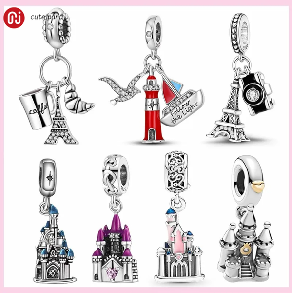 925 silver beads for charm bracelets, perfect for castle and iron tower building charm sets