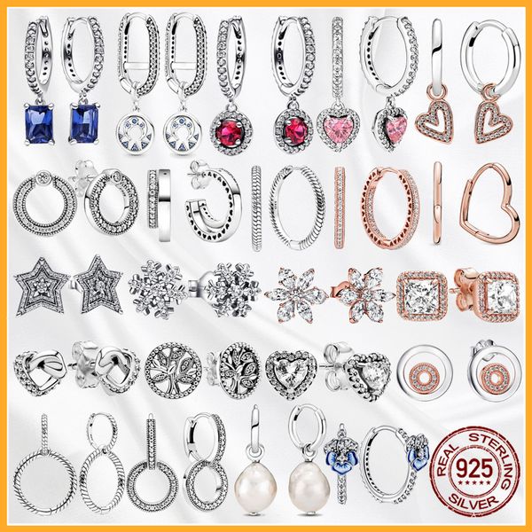 925 Silver Crystal Heart Hoop Earrings for Women, Fashion Jewelry Gift