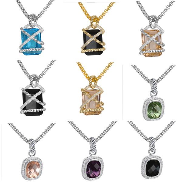 925 Silver Designer Twisted Pendant Necklace for Women and Men, High-Quality Diamond Vintage Chain Jewelry for Christmas