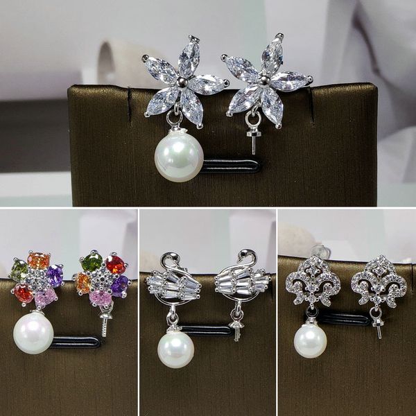 925 Silver Earring Settings for Pearl Studs, Fashion Jewelry DIY Blanks, Perfect Gift Idea