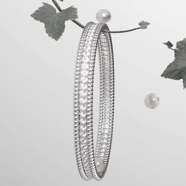 925 silver four-leaf clover bangle for women, premium quality with inlaid crystals, top designer piece 003