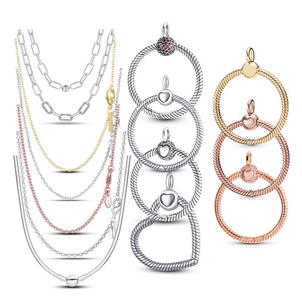 925 Silver heart pendant necklace for women in silver and rose gold, a stylish charm for basic chains