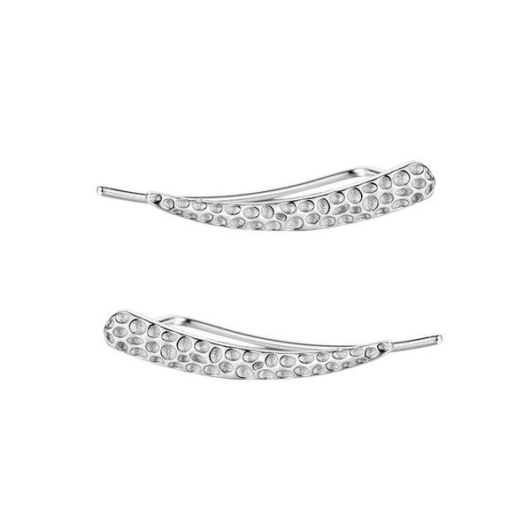 925 Silver Heart Stud Earrings with U-Shaped Long Row Design, European Murano Art Love Earrings