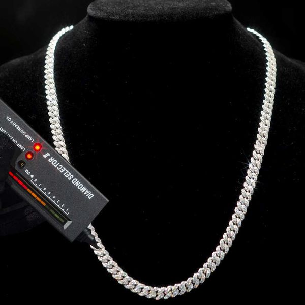 925 Silver Moissanite Cuban Link Chain with Diamond Tester for Hip Hop Jewelry in 6mm and 8mm Iced Out VVS Options