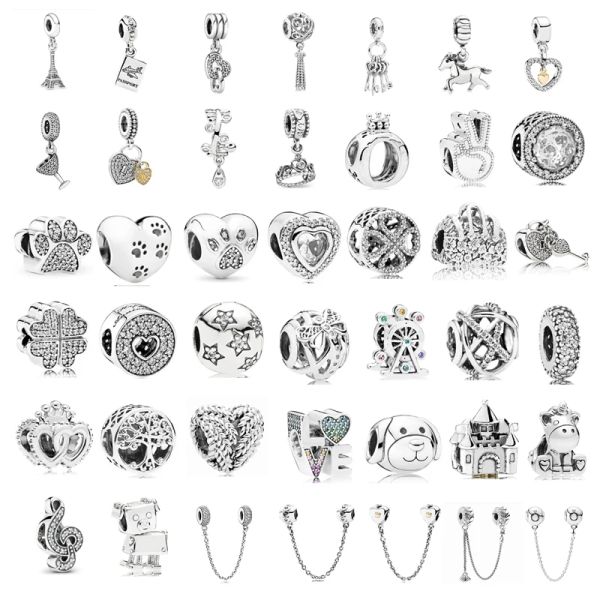 925 Silver Original Beads featuring cute footprints, little cows, and clovers for stylish women's bracelet jewelry gifts with free shipping