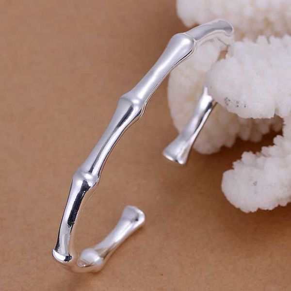 925 Silver Plated Fashion Jewelry Bamboo Joint Bangle Bracelet