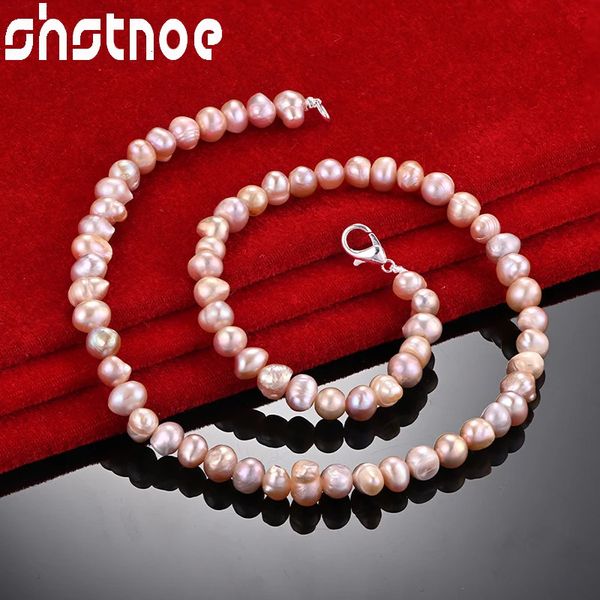 925 Sterling Silver 16-20 Inch Pearl String Necklace for Women, Wedding and Party Fashion Jewelry