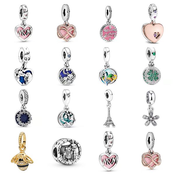 925 Sterling Silver beads and charms for women, compatible with 3mm snake chain bracelets, comes in original Pandora-style box, ideal for DIY jewelry making and children's birthday gifts