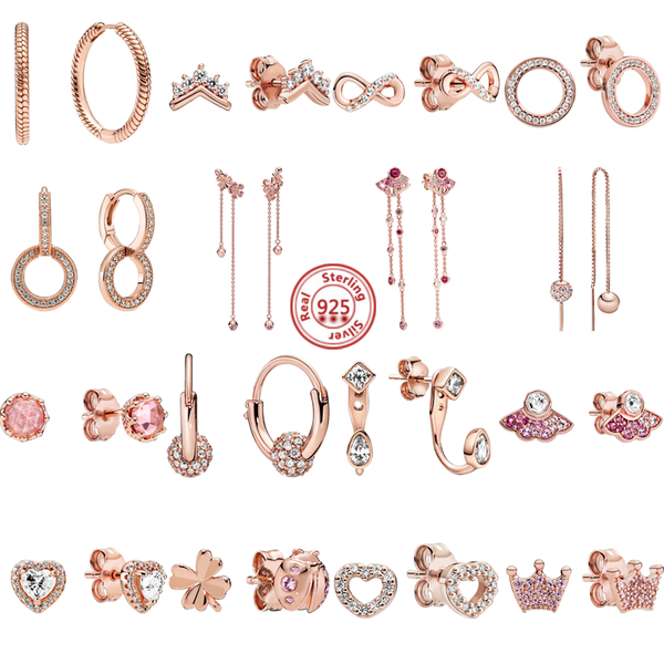 925 Sterling Silver Charm Bracelet with Flashing Pink Earrings for Stylish Women's Jewelry and Fashion Accessories