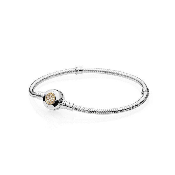 925 Sterling Silver Clasp Charm Bracelets for Pandora-Style Fashion Jewelry, Perfect Gift for Women and Girlfriends with Snake Chain Design