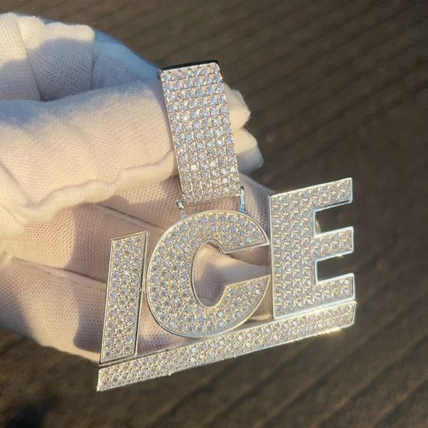 925 Sterling Silver Diamond-Tested Moissanite Custom Letter Pendant Necklace with Complimentary 3mm 24" Rope Chain, a Stylish Jewelry Gift