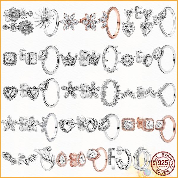 925 sterling silver plant-themed threaded earrings for women, shiny DIY cluster design, perfect as gifts