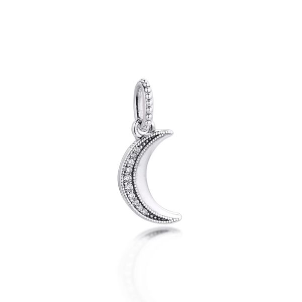 925 Sterling Silver Shimmering Crescent Moon Pendants for Original Bracelet and Necklace Charm Beads DIY Jewelry 399184C01