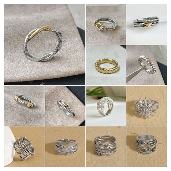 925 sterling silver twisted wire cross X rings, classic finger jewelry