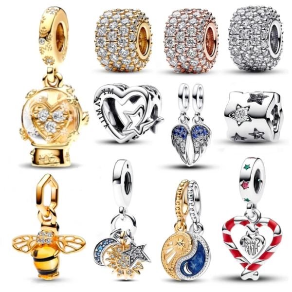 925 Sterling Silver Women's Ferris Wheel Pendant with Crystal Ball Beads, Ideal for Original Bracelets, Necklaces, and DIY Jewelry, Brand New