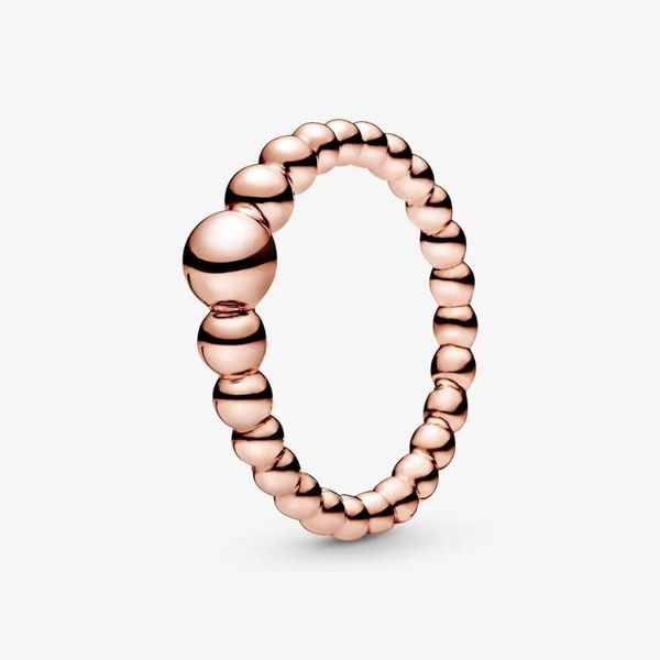 925 sterling silver women's rose bead finger ring, stackable bague femme jewelry