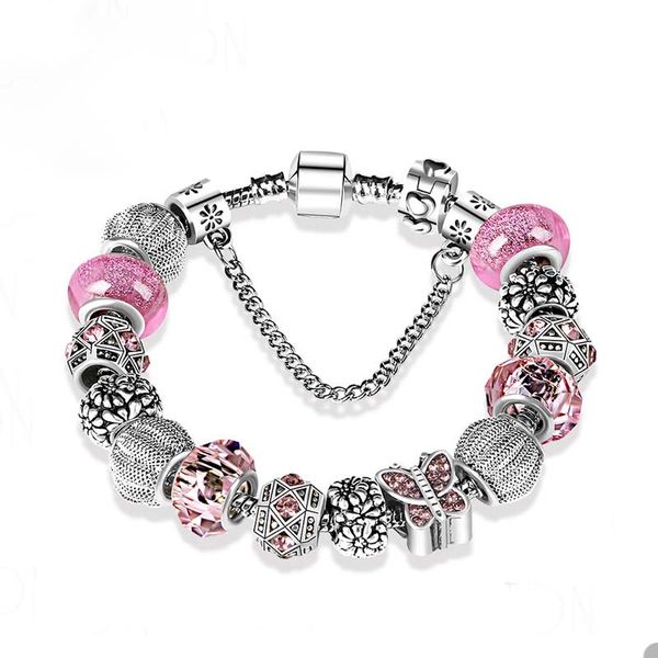 925 sterling silver-plated butterfly charm bracelet set with snake chain, perfect as a gift for women and girlfriends, comes in a retail box