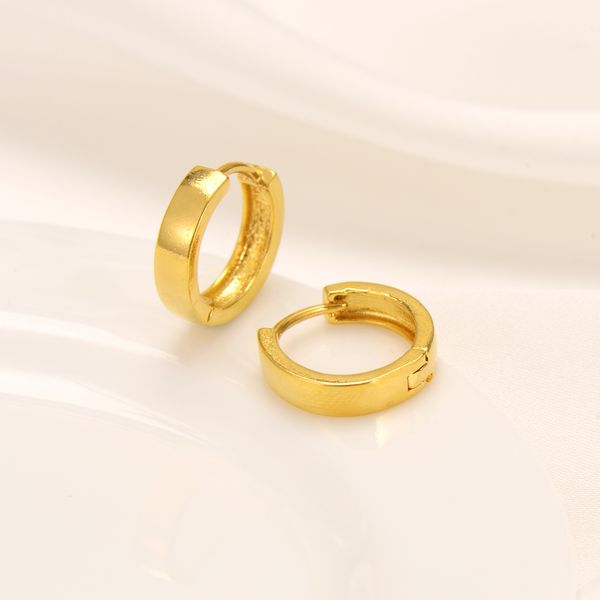 9k Thai Baht yellow gold huggies hoop earrings for women, square tube design, new