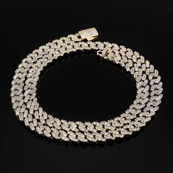 9mm Korean zircon-inlaid Cuban chain necklace, a unisex hip-hop style curb link collar for nightlife and jewelry gifting